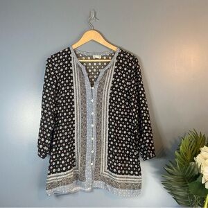 J. Jill Mixed Pattern Button Front Blouse